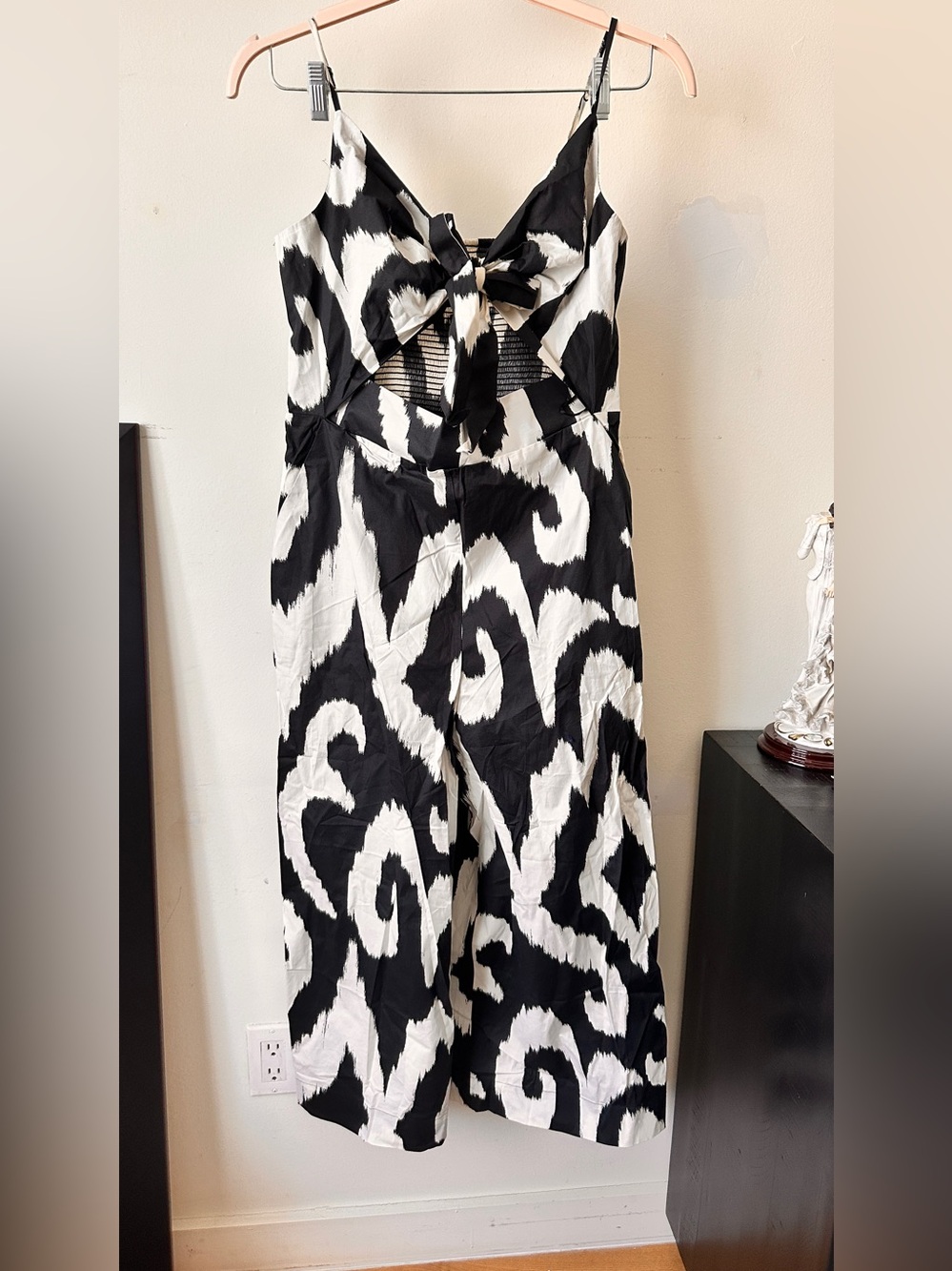 Express Black & White Print Women's Wide-Leg Jumpsuit Large